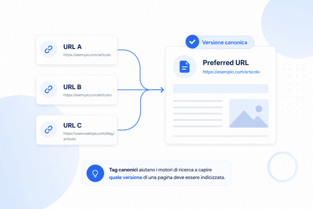 Più URL che puntano allo stesso contenuto e identificazione della versione canonica preferita dai motori di ricerca