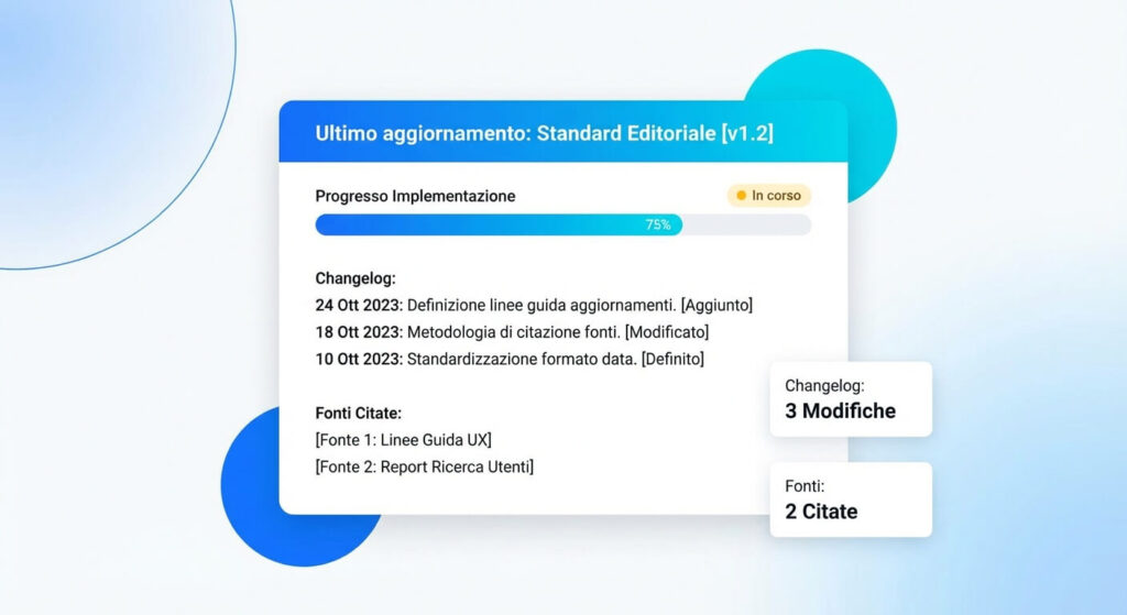 box ultimo aggiornamento e changelog per contenuti QDF