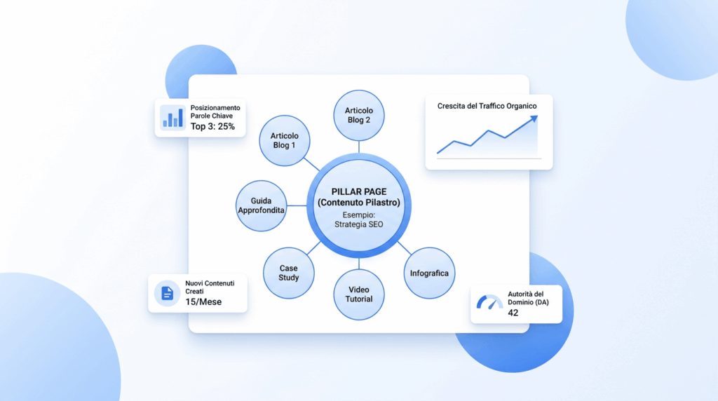 schema topic cluster pillar page e contenuti di supporto per keyword strategy