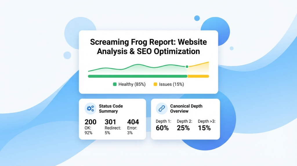 Screaming Frog per crawling SEO: analisi status code, profondità e canonical