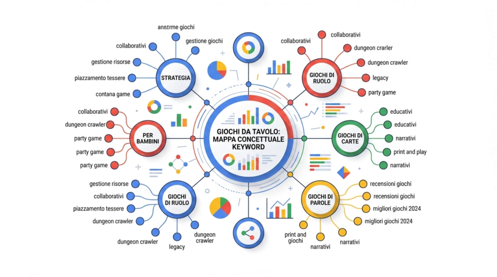 esempio di mappa concettuale su keyword "giochi da tavolo"