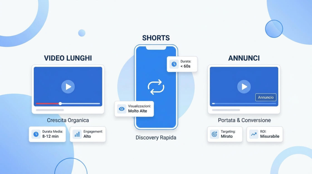 tipologie video youtube: Long-form, Shorts e Ads