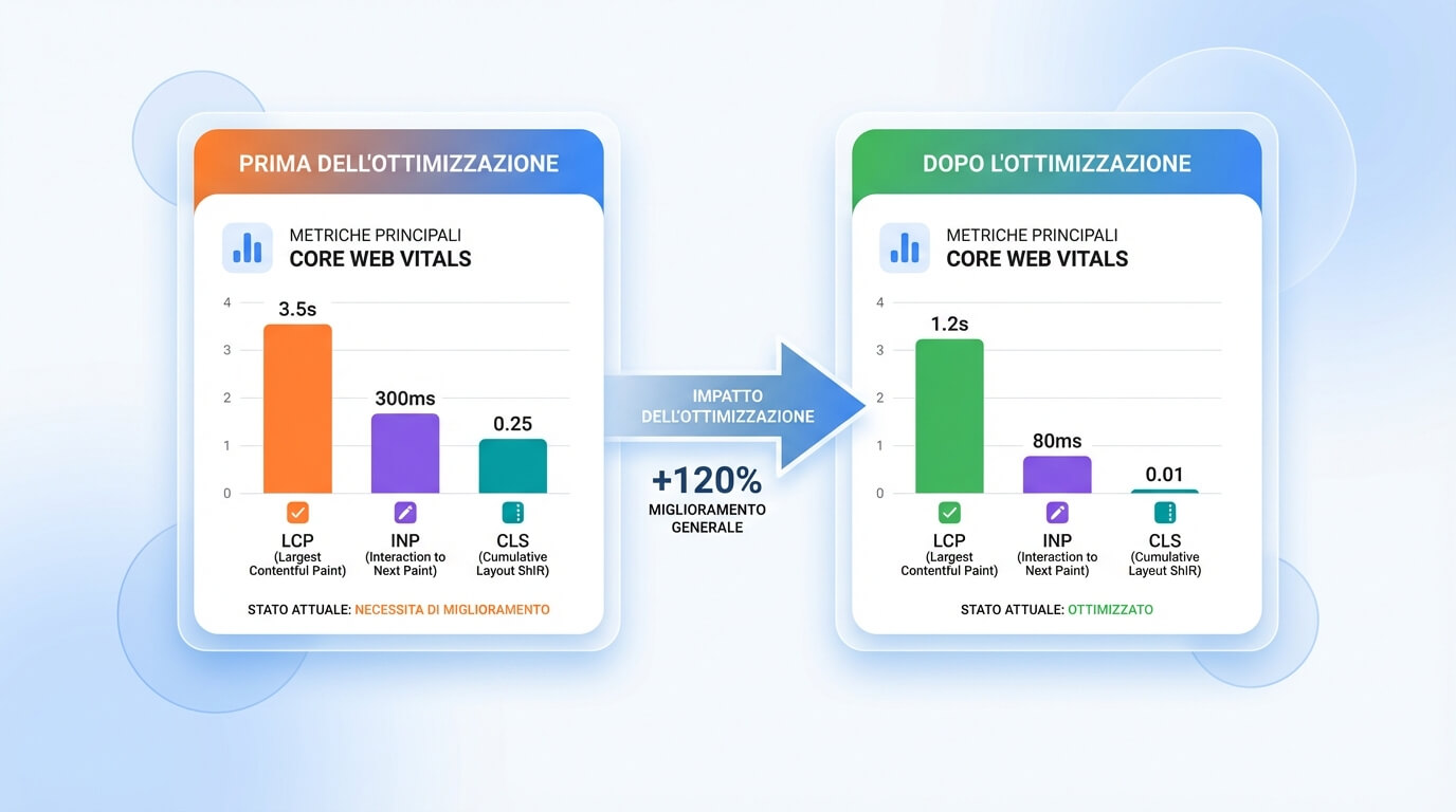 Esempio di miglioramento Core Web Vitals in un ciclo PDCA SEO