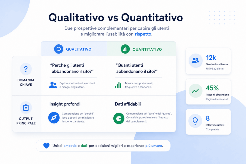 differenze tra ricerca qualitativa e quantitativa: domande e output